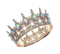 FRCOLOR Couronne ronde en diamant AB couronne d'anniversaire diadèmes pour femmes demoiselle d'honneur bridesmaid diadème de cristal Accessoires pour cheveux pour les mariées strass Golden