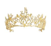 FRCOLOR Couronnes de mariage et diadèmes, fleur baroque Vintage strass bandeau reine couronne pour le mariage de partie or