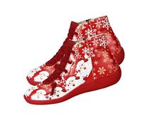 FRCOLOR Courtes Femme Imprimées Père Rouge Chaussures Décontractées Dautomne Hiver Bottines Festives pour et Confortables pour Fête et Spectacle