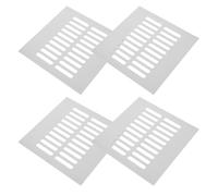 FRCOLOR Couvercle de Contrôle Flux d'air Grille D'aération Carrée Plate en Alliage D'aluminium Blanc, 4 Pièces pour Armoire et Meuble à Chaussures et Adapté la Cuisine Placard