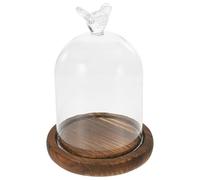FRCOLOR Couverture en Verre et Bois pour Décoration Gâteau et Fleur Éternelle sous Cloche, Protection Élégante pour Dessert et Décoration Maison