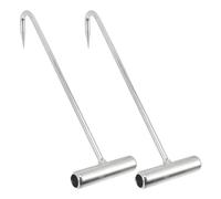 FRCOLOR Crochet de Regard en T Galvanisé 2 Pièces, Outil de Levage Robuste pour Plaque D’égout Métallique, Crochet de Levage Anti-corrosion pour Porte Enroulable, Usage Industriel