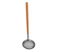 FRCOLOR Cuillère à Soupe Inox avec Bec Verseur et Tamis Manche Bois Naturel pour Service et Cuisson Louches Professionnelles Résistantes pour Cuisine Domestique et Restaurant