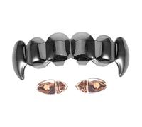 FRCOLOR de vampire accessoires de bouche d'Halloween faux capuchon de dent décor de vampire bijoux dent noire de loup-garou d'épouvantail cuivre Black