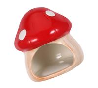 FRCOLOR Décoration Aquarium Champignon Céramique Maison Cachette pour Crevettes Poissons Petits Reptiles Refuge Sûr pour Bettas et Aquariums Eau Douce Rouge