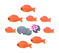 FRCOLOR Décoration D'aquarium en Résine Compacte Poisson Miniature Rouge et Modèle de Fleur de Lotus de Feuille pour Ornement D'aquarium Unique