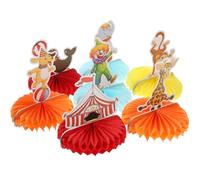 FRCOLOR Décoration en Nid d'abeille Thème du Carnaval des Animaux, Ensemble de Centres de Table Légers et Portables Éléphant, Girafe et Clown, Accessoires Festifs pour Fête Foraine