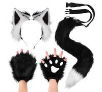 FRCOLOR déguisement de renard renard Ensemble Queue et Oreilles à griffes de Renard Cosplay Costume en peluche costume pour Halloween, Noël, Fête Costumée