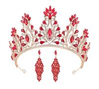 FRCOLOR Diadème Mariée Baroque Luxueux pour Femmes Couronne et Boucles Oreilles Pendantes Accessoires Mariage et Fête Élégants