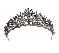 Frcolor Diadème vintage, couronne de mariée, style baroque, noir et cristal, pour fête d'anniversaire