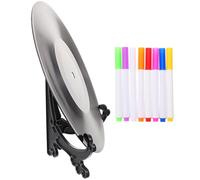 FRCOLOR Disque Vinyle Faux à Décorer DIY 30 Cm Socle, 8 Marqueurs Couleurs, Décoration de Table Créative pour Fête Anniversaire et Home-déco Artistique