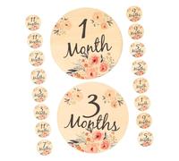 FRCOLOR Disques en Bois pour Étapes Clés Mensuelles Bébé 18 Pièces Cartes Photo -Né Accessoires de Jalons Croissance Décorations Légères pour Souvenirs de Première Année