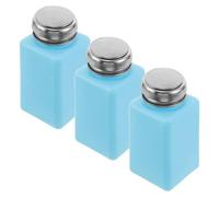 FRCOLOR Distributeur d'Alcool à Pompe Antistatique 180 Ml Lot de 3 Flacons Plastiques Bouchon Métal Bleu pour Maintenance Électronique et Usage Domestique