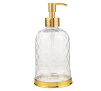 FRCOLOR Distributeur de Savon Rechargeable à Pompe avec Design Transparent Forme de Cage Ronde et Détails Dorés pour Lotion ou Gel Nettoyant