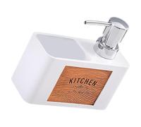 FRCOLOR Distributeur de Savonnette à Pompe Cuisine et Salle de Bain Blanc | Résine Abs, Design Rétro , Rangement pour Boule à Récurer et Éponge, Usage Hôtel