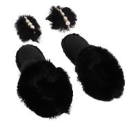 FRCOLOR Doublure Chaussures Hiver Amovible avec Pompons Noirs Intérieur Chaud Épais Peluche Anti-vent et Résistant pour Randonnée Ski Camping