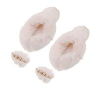 FRCOLOR Doublures de Chaussures Hiver Peluche Épaisse Doublure Amovible Antivent pour Sandales et Pantoufles avec Pompons Blancs Confort et Chaleur