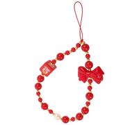 FRCOLOR Dragonne de Téléphone Rouge à Perles Nœud Décoratif Chaîne Courte Anti-Perte pour Téléphone Portable Bracelet à Breloques Feng Shui Accessoire Mode et Protection Pratique