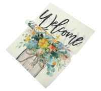 FRCOLOR Drapeau et Portes Élégante pour Installer Facile Extérieure Fleuri en Lin 45x32cm, Décoration de Jardin