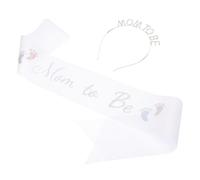 FRCOLOR Écharpe de Future Maman Couronne en Métal et Tissu Blanche Ceinture de Maternité Élégante pour Célébration Baby Shower et Photos