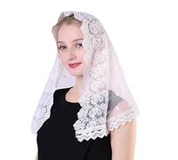 FRCOLOR Écharpe Voile Dentelle Blanche Pour Femmes Accessoire De Mode Élégant Vintage Avec Motifs Aléatoires Pour Célébrations Religieuses Et Événements Spéciaux