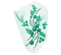 FRCOLOR Écusson Brodé Floral en Dentelle Appliqué Vert Foncé, Patchs pour Couture Robe de Mariée, Décoration Vêtement Perles et Strass, Accessoire DIY Mariage et Cérémonie