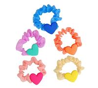 FRCOLOR Élastiques à Cheveux Cœur Lot De 5 Colorés Et Légers En Tissu, Accessoires Pour Queue De Cheval, Pour Filles, Pour Cérémonies Et Sorties