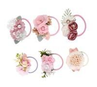 FRCOLOR Élastiques à Cheveux Pour Filles Fleurs, Accessoires Cheveux Bébé En Tissu, Six Pièces Colorées, Légers Et Résistants, Pour Fêtes Et Photos, Bandeaux Décoratifs Pour Tout-petits