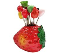 FRCOLOR Ensemble 1 Fourchette à Fruits Apéritif avec Base Fraise, Mini Fourchettes en Métal et Résine pour Desserts, Gâteaux et Amuse-gueules, Accessoire la Cuisine Style Style Aléatoire