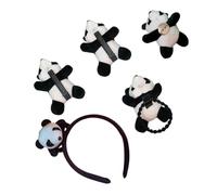 FRCOLOR Ensemble 5 Pièces D’accessoires Cheveux Panda, Pinces à Cheveux, Bandeau, Broche, Motifs Cartoon, Taille Unique, Léger Et Confortable, Garçon Et Filles, Fête Et Carnaval
