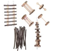 FRCOLOR Ensemble 7 Pièces de Jouets à Mâcher Naturels pour Petits Animaux, Lapin et Hamster en Bois Non Toxique, Accessoires pour Cobayes, Chinchillas, Rongeurs, Favorisant Santé Dentaire