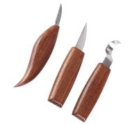FRCOLOR Ensemble de 3 Couteaux Couteaux à Sculpter à Main en Bois de Noyer Noir Manches Ronds Fraises à Bois Kit D’outils de Gravure Polyvalent pour Bricolage Artistique
