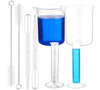 FRCOLOR Ensemble de 5 Éprouvettes Graduées en Plastique Transparent 5 Ml 5 Béchers Gradués en Plastique 100 Ml 5 Pipettes Compte-Gouttes 3 Ml 5 Goupillons Matériel de Réutilisable