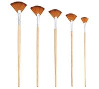 FRCOLOR Ensemble de 5 Pinceaux Éventail pour Peinture, Poils en Nylon Résistants à L'usure, Manche en Bois et Aluminium, Facile à Contrôler, pour Peinture et Présent
