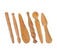 FRCOLOR Ensemble de 6 Bâtonnets de Massage Gua Sha Corporel en Bois Naturel Outils de Massage Multifonction pour Visage Dos et Jambes Manuel Légers et Portables