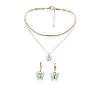 FRCOLOR Ensemble de Bijoux en Collier Chaîne de Clavicule et Boucles d'Oreilles pour Femme Élégant Fêtes et