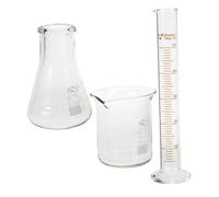FRCOLOR Ensemble Verrerie De Laboratoire 3 Pièces Verre Gradué 50 Ml Bécher, Cylindre Gradué Et Flacon Conique Pour Expériences Scientifiques Et Mesures Précises