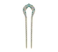 FRCOLOR Épingle À Cheveux Double Broche En Forme De Chignon Avec Perles Cristal Bleu Accessoire De Coiffure Élégant Pour Femmes Et Filles 5.12X1.38In
