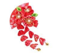 FRCOLOR Épingle à Cheveux Fleurie Style Kimono Japonais Faite Main Accessoire Vintage Pince Côté Avec Pompon Pour Fille Et Femme Décoration Coiffure Pour Cosplay Et Fêtes