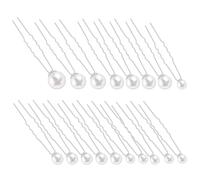 FRCOLOR Épingles à Cheveux Perle Argentées U en Lot de 18, Accessoires Élégants et Sophistiqués pour Mariage, Confortables et Faciles à Utiliser pour Femmes et Mariées