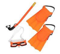 FRCOLOR Équipement de Plongée en Apnée pour Garçon et Filles avec Tuba Sec Étanche, Masque de Natation Grand Angle Anti-buée, Palmes Légères Taille 25-30 Orange, Ensemble Complet