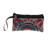 FRCOLOR Ethnic Style Floral Embroidery Purse Compact Lightweight Hand-made Butterfly Clutch Card Holder For Women Evening Party