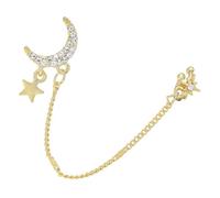 FRCOLOR Étoile lune oreille pince boucles d'oreilles de fête de filles clip de lune sur les boucles d'oreilles manchette d'oreille en strass alliage Golden