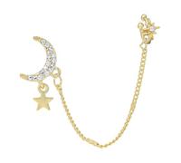 FRCOLOR Étoile Lune Oreille Pince Clips D'oreille En Strass Clips De Crochet D'oreille Boucles D'oreilles à Clip Manchette D'oreille En Strass Boucles D'oreilles En Strass Doré Alliage