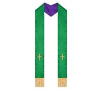 FRCOLOR Étole Cléricale Brodée Forme De Croix Double Face pour Mariage avec Pompons pour Cérémonie Religieuse Confortable Et Élégante