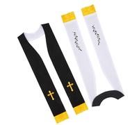 FRCOLOR Étole de Mariage Double Face Brodée à Pompons Croisés, Châle de Prêtre 190 Cm Noir et Blanc, Accessoire Léger et Respirant pour Cérémonies Religieuses et Nuptiales