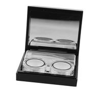 FRCOLOR Étui à Lentilles de Contact Noir Mat, Compact et Léger, Étanche avec Joint Hydratant, Double Compartiment Séparé, Accessoires de Voyage pour Bureau, Voyages et Activités