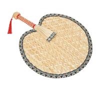 FRCOLOR Éventail à Main en Paille de Blé Naturel Tissé Main, Ventilateur Rustique Chinois pour Rafraîchissement D'été, Réutilisable et Léger, pour Pique-niques Estivaux
