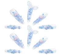FRCOLOR Faux Ongles Sirène Amande avec Motifs de Méduse Autocollants Marins pour Ongles French Manucure Incluse