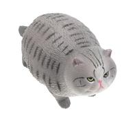 FRCOLOR Figurine Chat Décorative Statue Chat Poils Courts Grise Ornement de Table pour Bureau et Chambre Cadeau Surprise